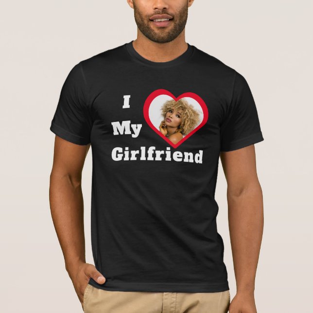 I Love My Girlfriend Bae Personalised Custom Photo T-Shirt (Front)