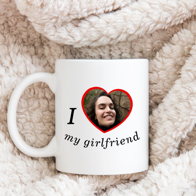 I Love My Girlfriend Boyfriend Custom Photo Text Coffee Mug (Creator Uploaded)