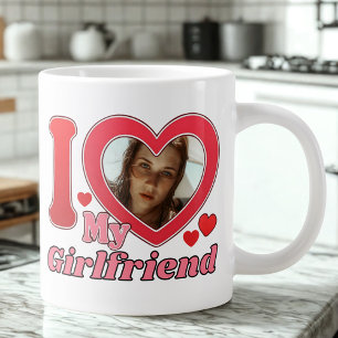 I Love My Girlfriend Boyfriend Wife Husband Photo Large Coffee Mug