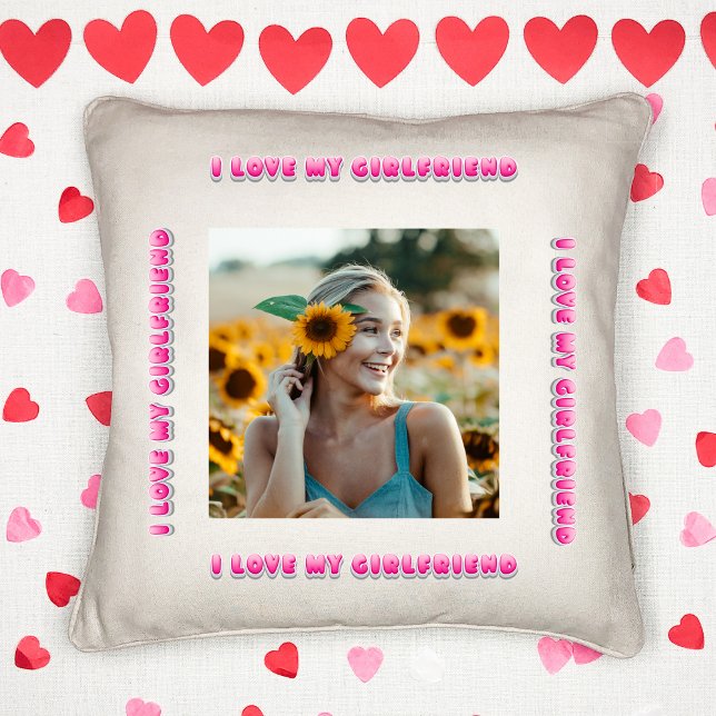 I Love My Girlfriend Bubble Valentines Day Gift Cushion (Creator Uploaded)
