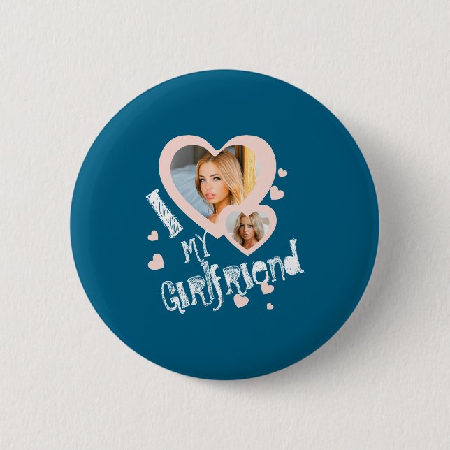 I Love My Girlfriend Chalkboard Doodles Black Cute 6 Cm Round Badge (Front)