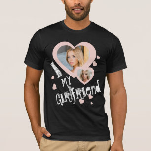 I love my Girlfriend Chalkboard Doodles Black Pink T-Shirt