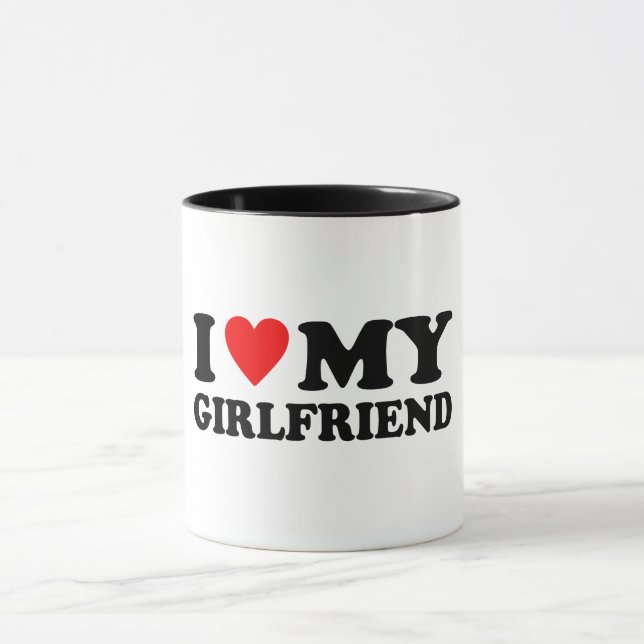 I Love My Girlfriend - Classic Heart Text Design Mug (Center)