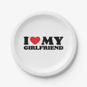 I Love My Girlfriend Classic Paper Plate