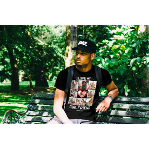 I love My Girlfriend Custom 9 Photo Collage T-Shirt