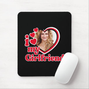 I Love My Girlfriend Custom Black Mouse Pad