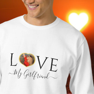I love my girlfriend custom heart photo Faux gold T-Shirt