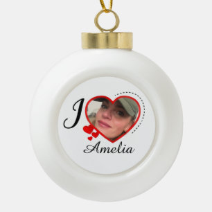 I Love My Girlfriend Custom Personalised Ceramic Ball Christmas Ornament