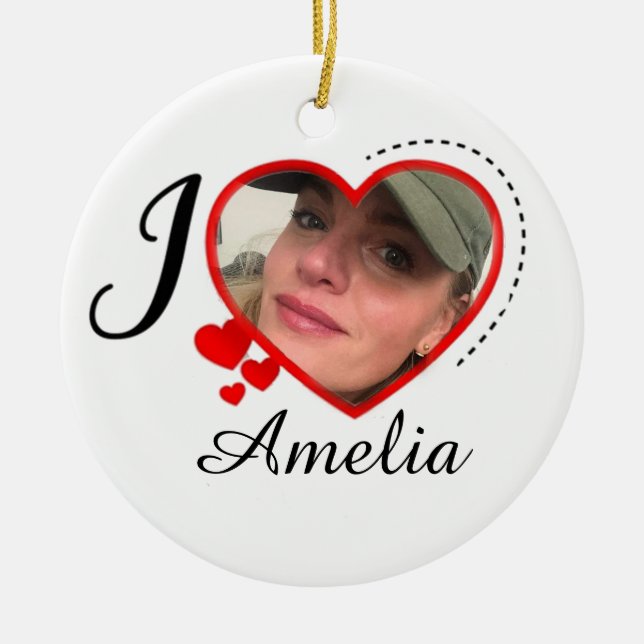 I Love My Girlfriend Custom Personalised Ceramic Tree Decoration (Front)