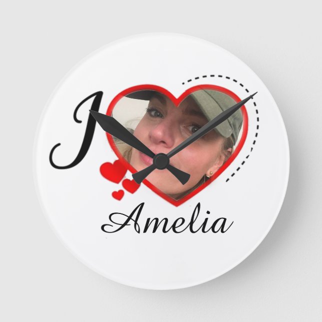 I Love My Girlfriend Custom Personalised Round Clock (Front)