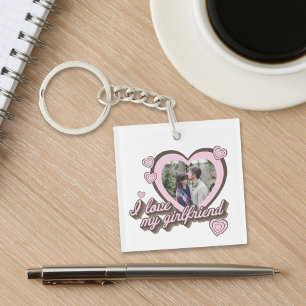 I Love My Girlfriend Custom Photo Key Ring