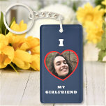 I Love My Girlfriend Custom Photo Personalised Key Ring<br><div class="desc">Upload a photo, customise the text, and easily create your personalised keychain. Click EDIT to change the background colour. You can TRANSFER this DESIGN on other Zazzle products and adjust it to fit most of the Zazzle items. Standard Studio designs are made in high-resolution vector graphics for a professional print....</div>