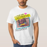 I love my girlfriend custom photo text y2k T-Shirt<br><div class="desc">Create your own I love my girlfriend custom photo text y2k Colourful T-Shirt featuring your personalised handwritten text and your social media address (instagram, tiktok, pinterest, youtube or any networking you would like to promote). Colourful Vibrant collage Design, all graphic design elements can be in any colour. The cute customisable...</div>