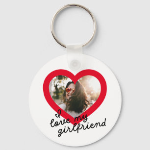 I love my Girlfriend Custom Red Valentines Photo Key Ring