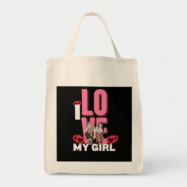I Love My Girlfriend Custom  Tote Bag (Front)