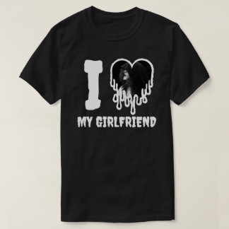 I Love My Girlfriend Gothic White Heart Photo T-Shirt