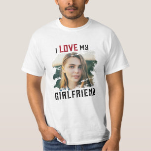 I Love My Girlfriend Grunge Custom Photo  T-Shirt