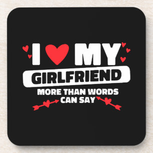 i love my girlfriend heart coaster