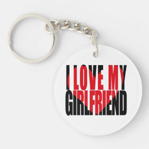 I Love My Girlfriend Heart Custom Photo  Key Ring