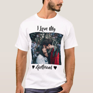 I Love My Girlfriend Heart Personalised Photo T-S T-Shirt