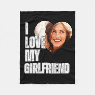 I Love My Girlfriend Heart Photo Boyfriend Gift Fleece Blanket