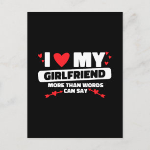 i love my girlfriend heart postcard