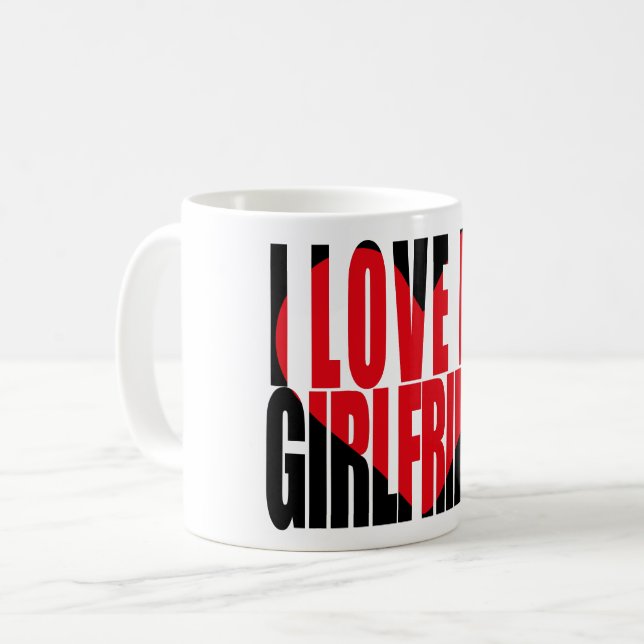 I Love My Girlfriend Heart Typography Coffee Mug (Front Left)