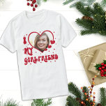 I Love My Girlfriend Heart Typography T-Shirt<br><div class="desc">The perfect gift! I Love My Girlfriend shirt with great typography. Heart cutouts and little hearts surround the letters in a fun style. Personalise with your special photo! Super fun to give and to get!!</div>