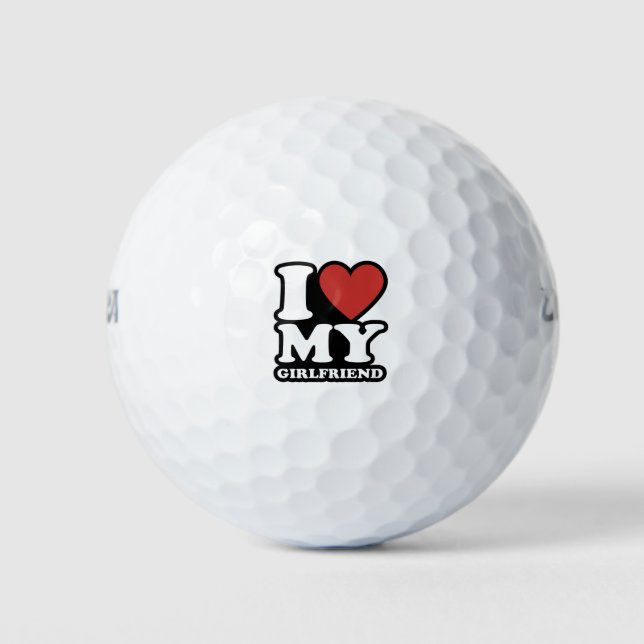 I love my girlfriend, i heart my gf, i love my gf golf balls (Front)