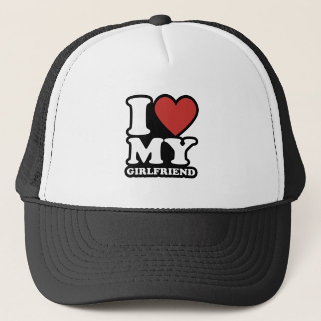 I love my girlfriend, i heart my gf, i love my gf trucker hat (Front)