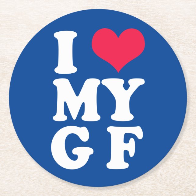 I Love My Girlfriend Paper Coaster (Front)