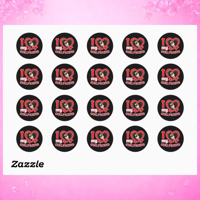 I Love My Girlfriend Personalised Classic Round Sticker (Creator Uploaded)