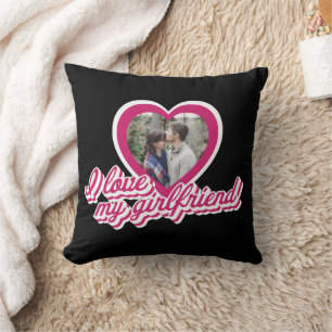 I Love My Girlfriend Personalised Custom Photo Cushion
