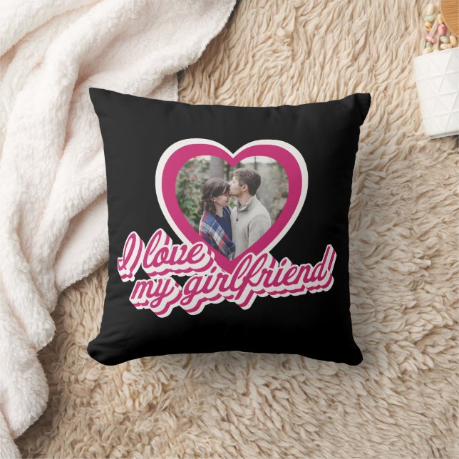 I Love My Girlfriend Personalised Custom Photo Cushion (Blanket)