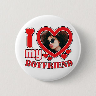 I Love My Girlfriend Personalised Photo 6 Cm Round Badge