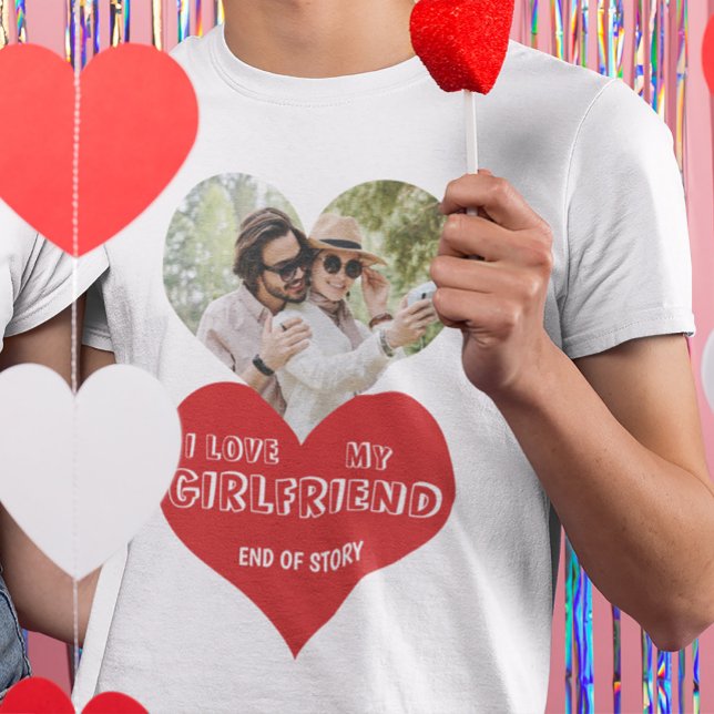 I love my girlfriend personalised photo heart T-Shirt (Creator Uploaded)