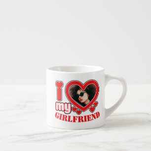 I Love My Girlfriend Personalised Photo Text Espresso Cup