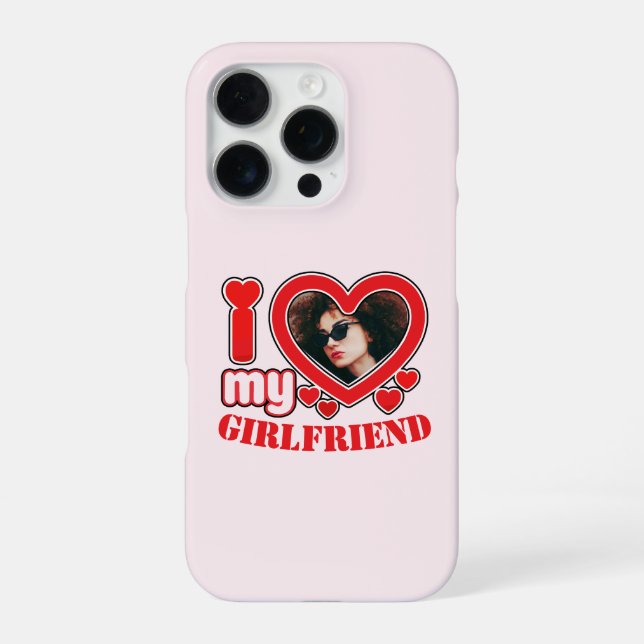 I Love My Girlfriend Personalised Photo Text iPhone Case (Back)
