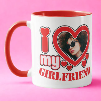 I Love My Girlfriend Personalised Photo Text Mug