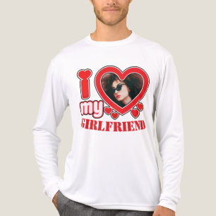 I Love My Girlfriend Personalised Photo Text Tri-Blend Shirt