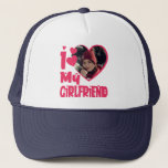I Love My Girlfriend Personalised Photo Trucker Hat<br><div class="desc">I Love My Girlfriend Heart Custom Photo</div>