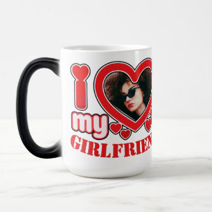 I Love My Girlfriend Personalized Photo Text Magic Mug