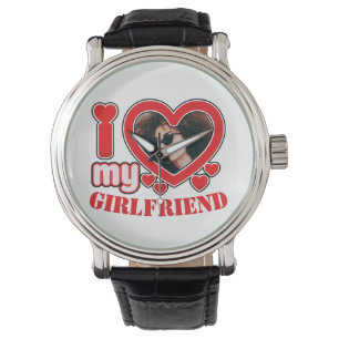 I Love My Girlfriend Personalized Photo Text Watch