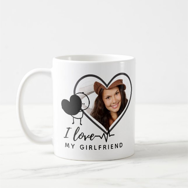 I Love My Girlfriend PHOTO Gift Personalised Heart Coffee Mug (Left)