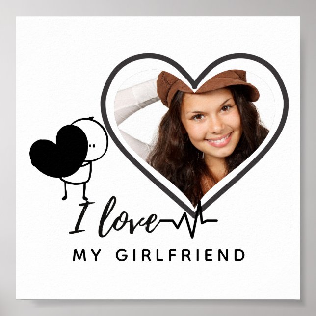 I Love My Girlfriend PHOTO Gift Personalised Heart Poster (Front)