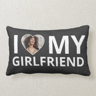 I Love My Girlfriend Photo Heart Funny Boyfriend  Lumbar Cushion