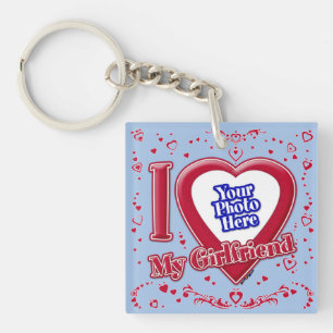 I Love My Girlfriend Photo Red Baby Blue Key Ring