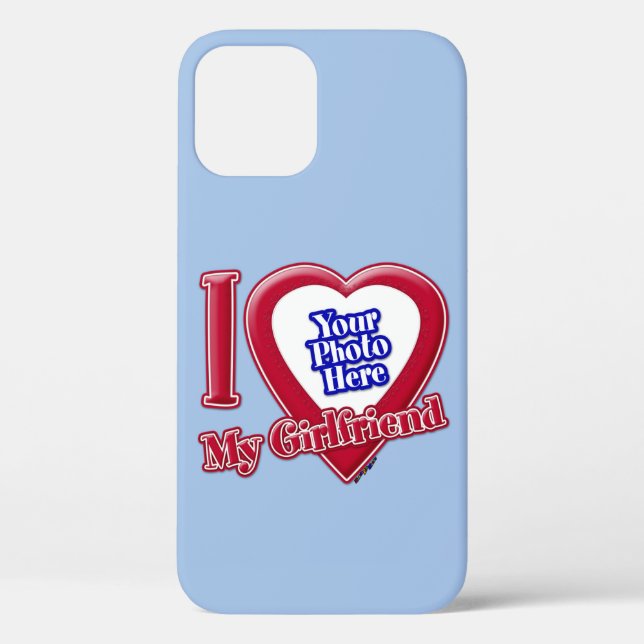 I Love My Girlfriend Photo Red Heart Baby Blue Case-Mate iPhone Case (Back)