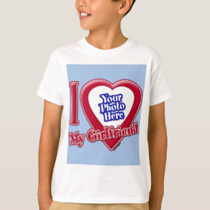 I Love My Girlfriend Photo Red Heart Baby Blue T-Shirt