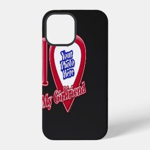 I Love My Girlfriend Photo Red Heart Black iPhone 12 Case
